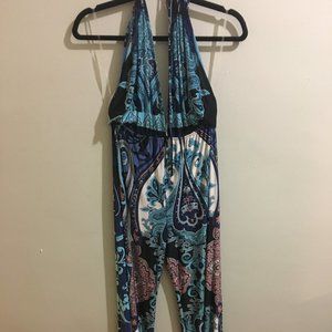 Blue Halter Flare Romper - Size L - Item#41